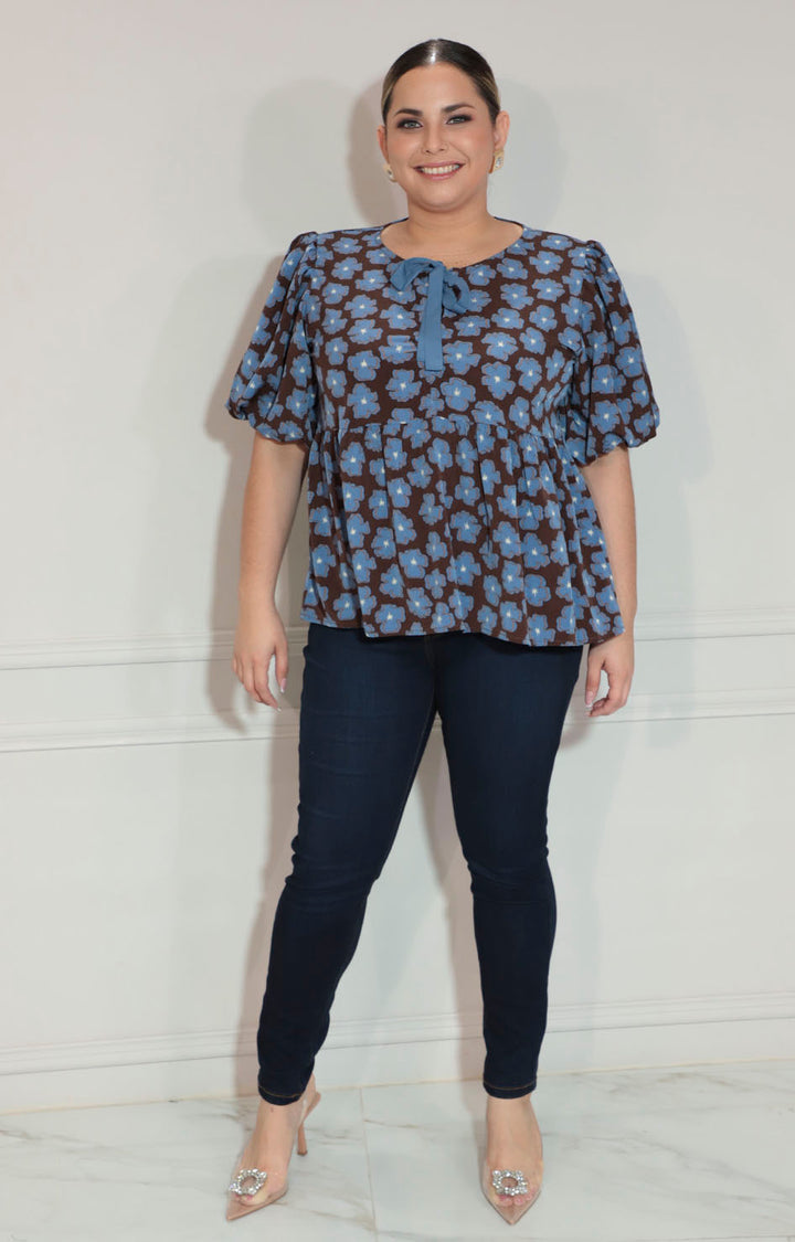 Blusa cafe estampada - BLUSA XL Boutiquemirel 