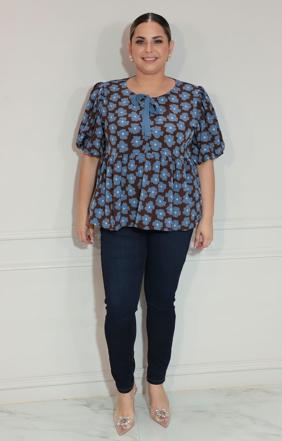 Blusa cafe estampada - BLUSA XL Boutiquemirel 