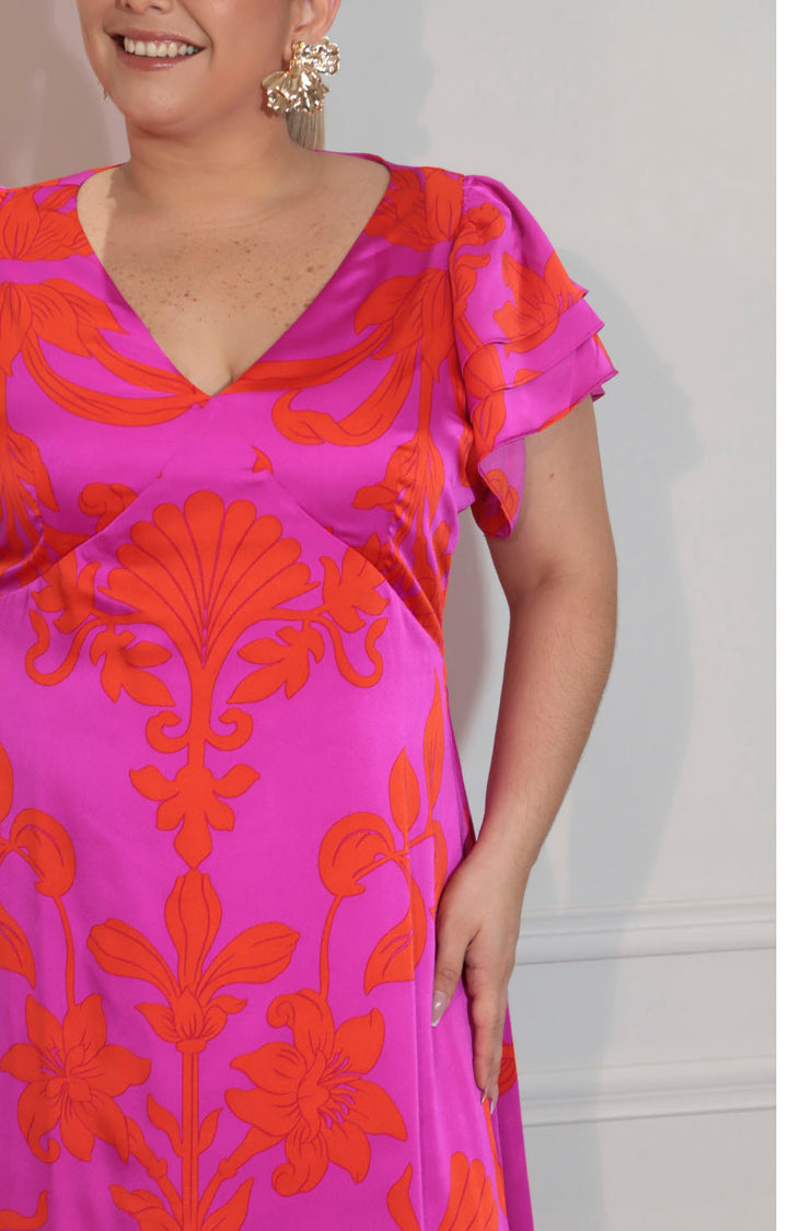 Vestido fucsia estampado - VESTIDO XL Boutiquemirel 