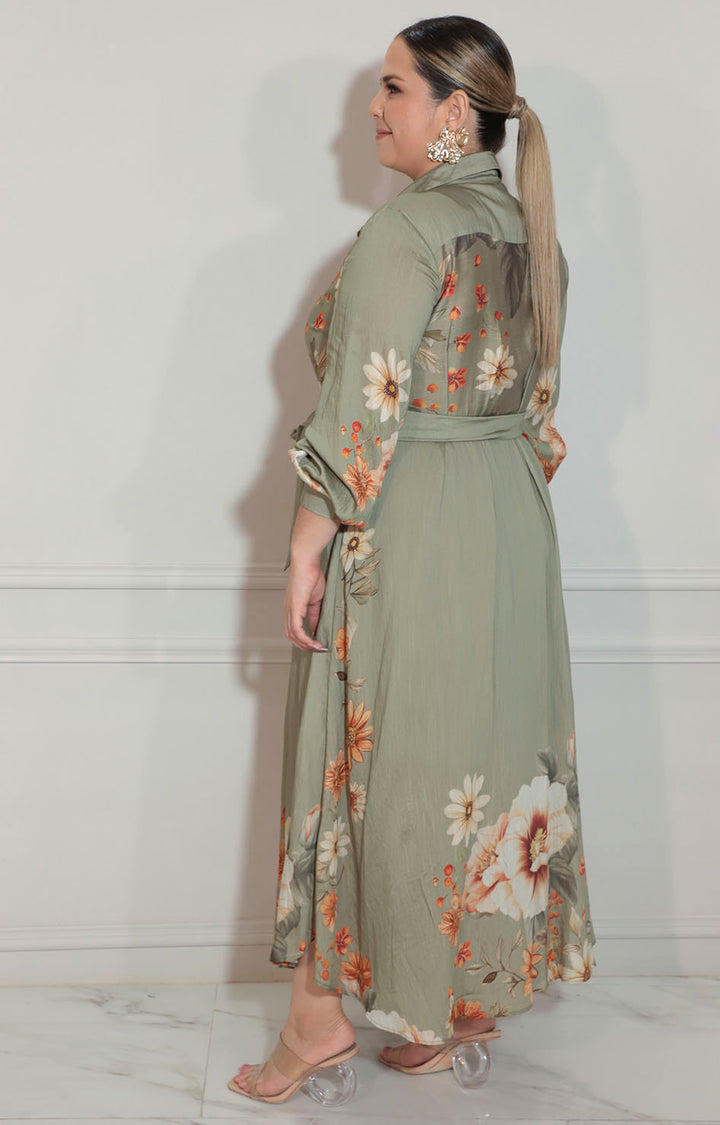 Vestido verde con flores - VESTIDO XL Boutiquemirel 