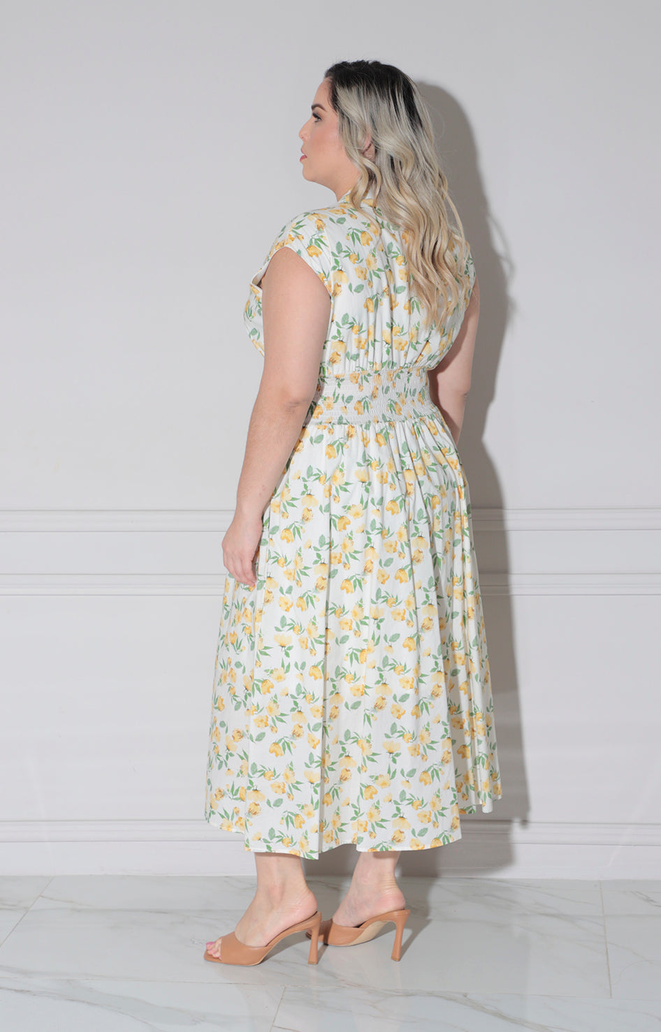 Vestido amarillo estampado - VESTIDO LARGO CURVY Boutiquemirel 