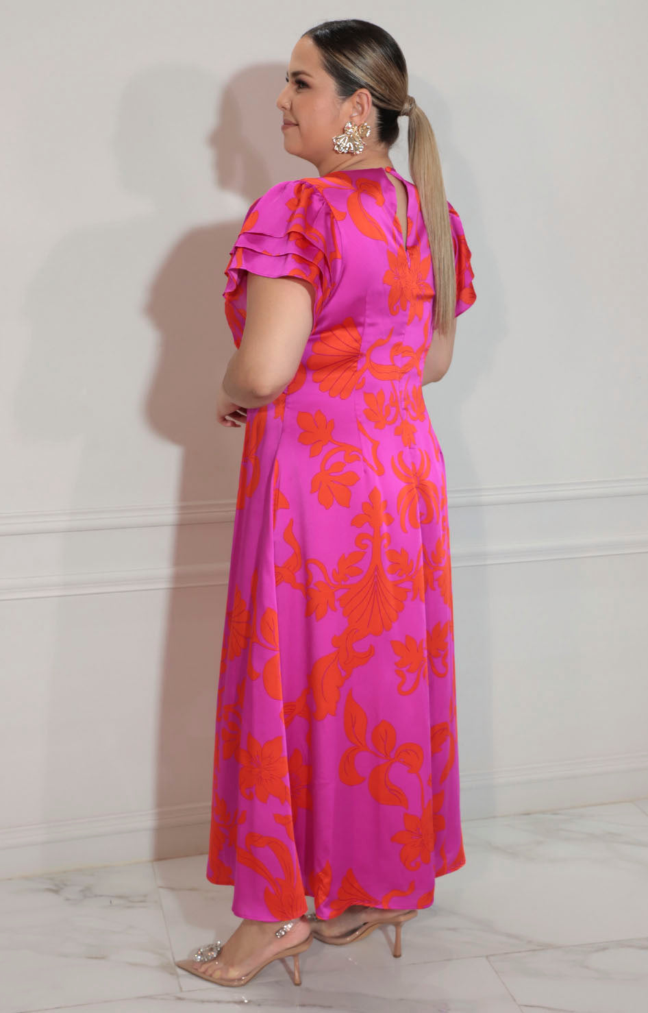 Vestido fucsia estampado - VESTIDO XL Boutiquemirel 