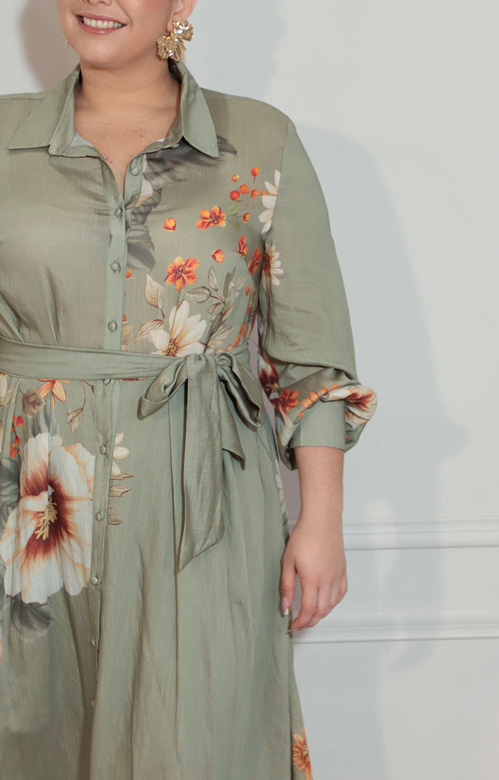 Vestido verde con flores - VESTIDO XL Boutiquemirel 