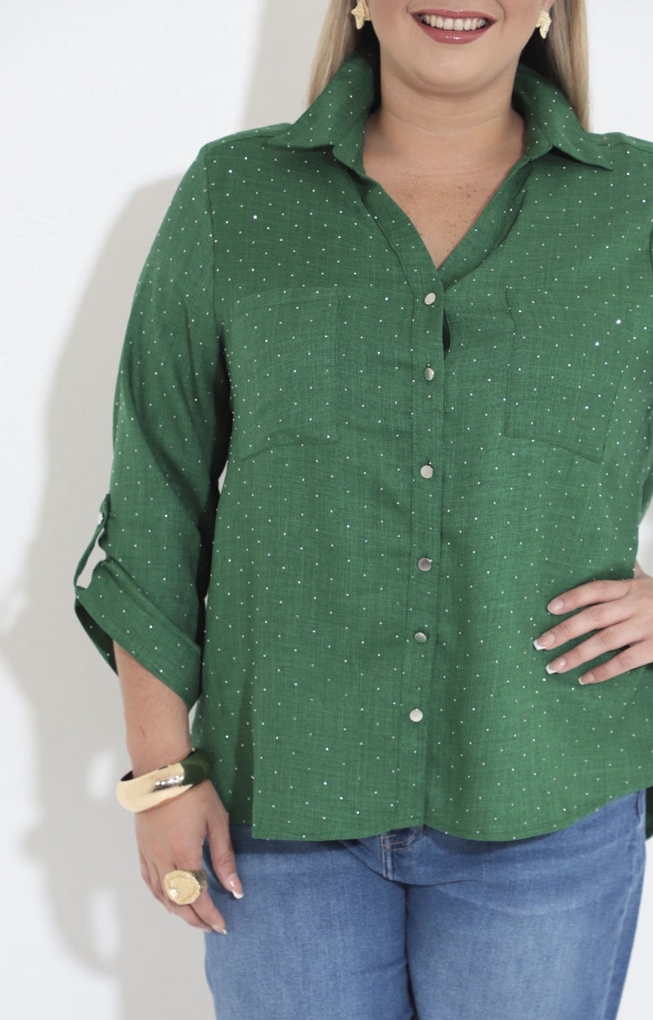 Camisera verde con brillos - BLUSA Boutiquemirel 