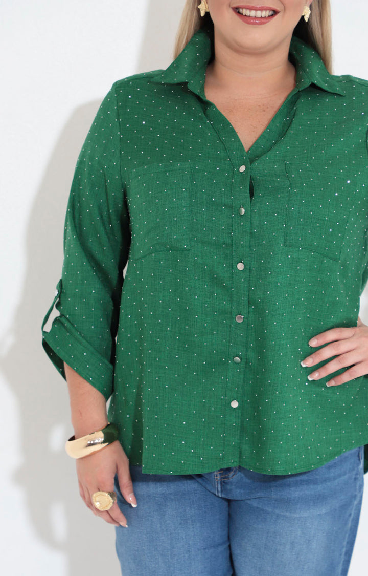Camisera verde con brillos - BLUSA Boutiquemirel 