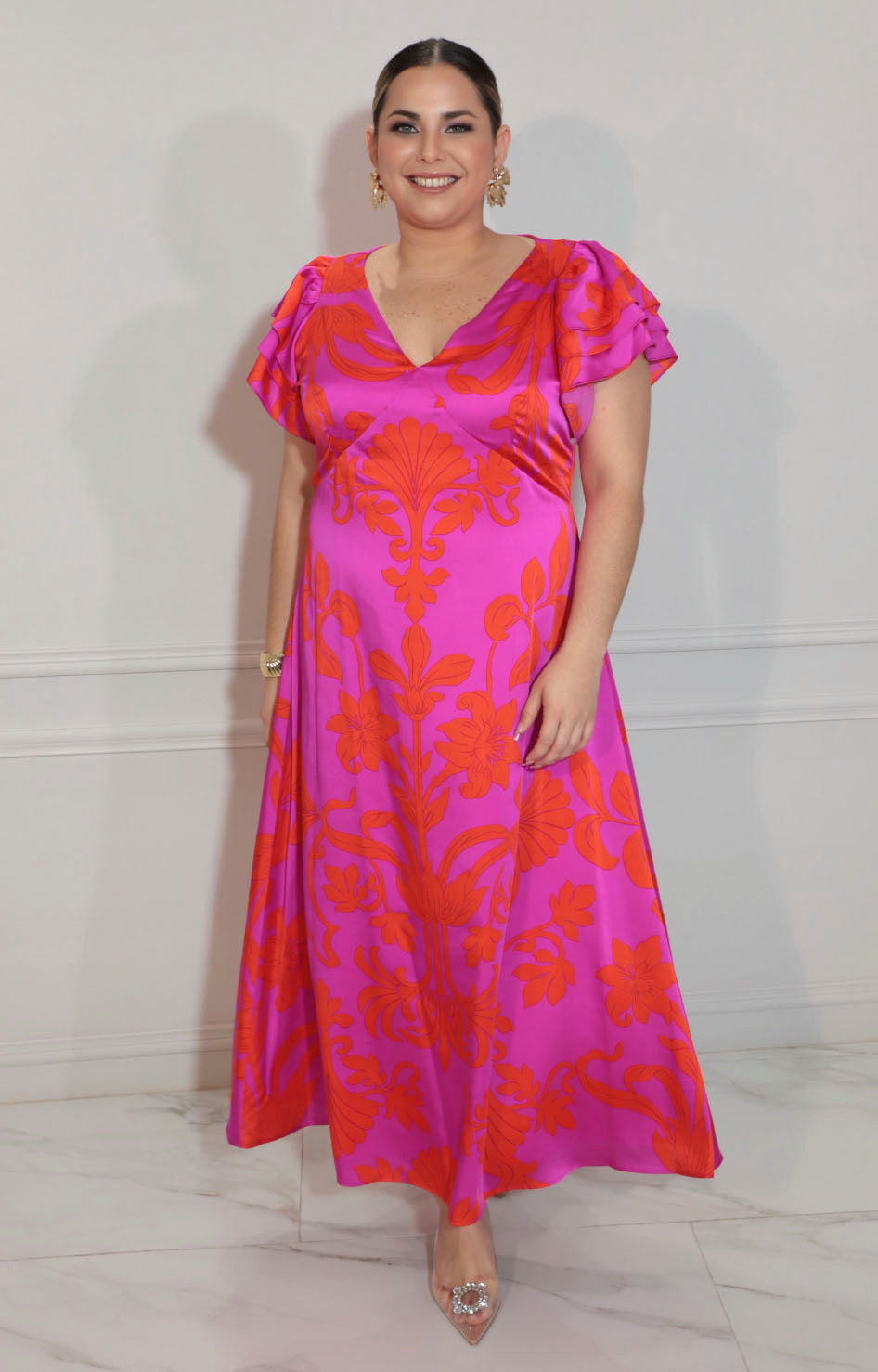 Vestido fucsia estampado - VESTIDO XL Boutiquemirel 