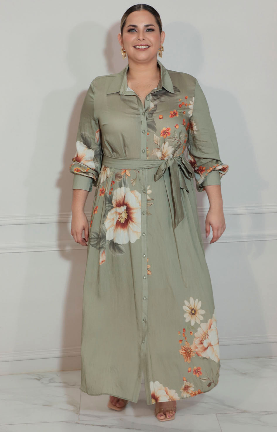 Vestido verde con flores - VESTIDO XL Boutiquemirel 