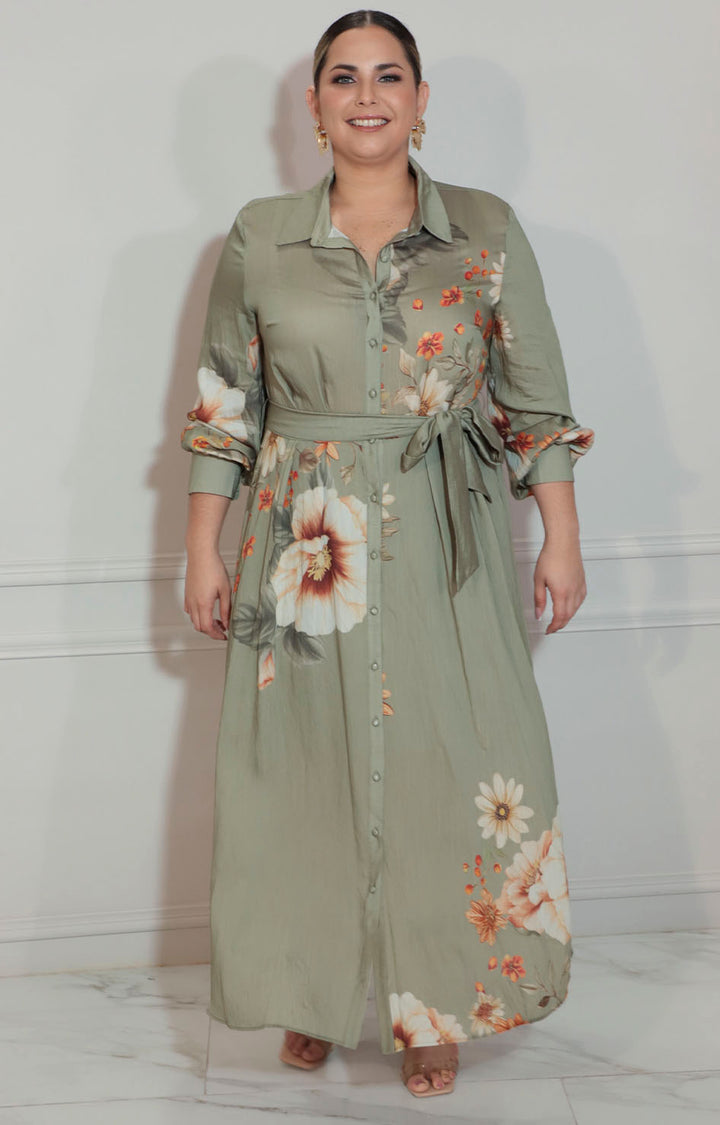 Vestido verde con flores - VESTIDO XL Boutiquemirel 