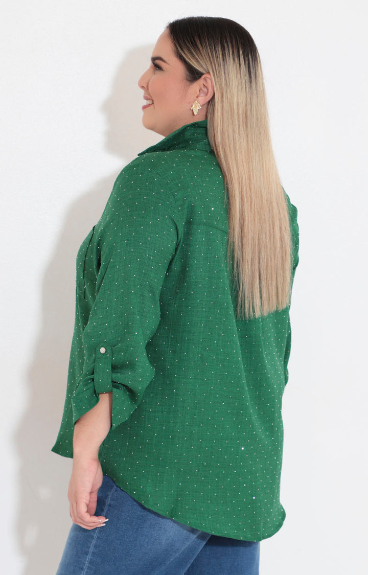 Camisera verde con brillos - BLUSA Boutiquemirel 