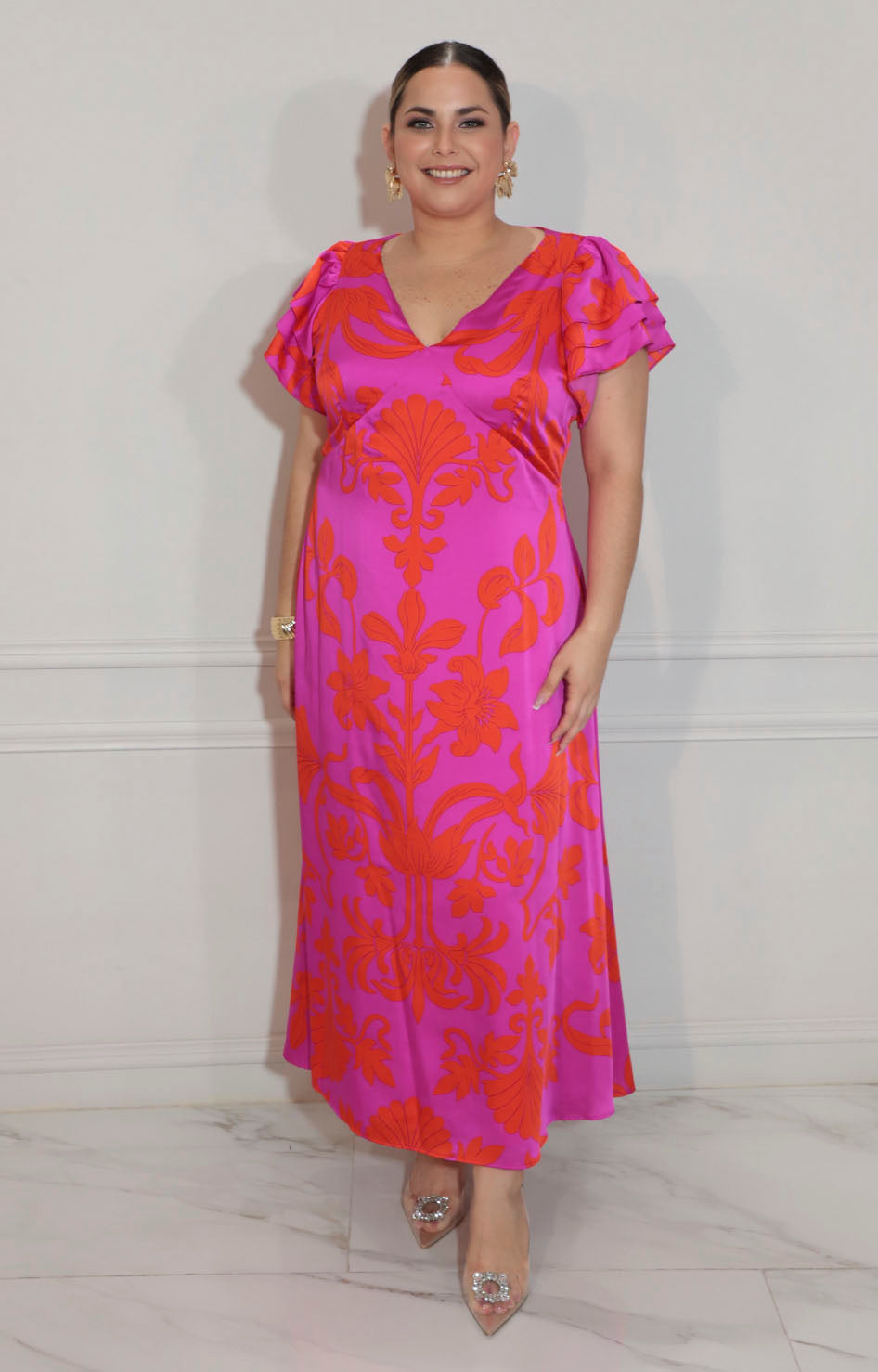 Vestido fucsia estampado - VESTIDO XL Boutiquemirel 