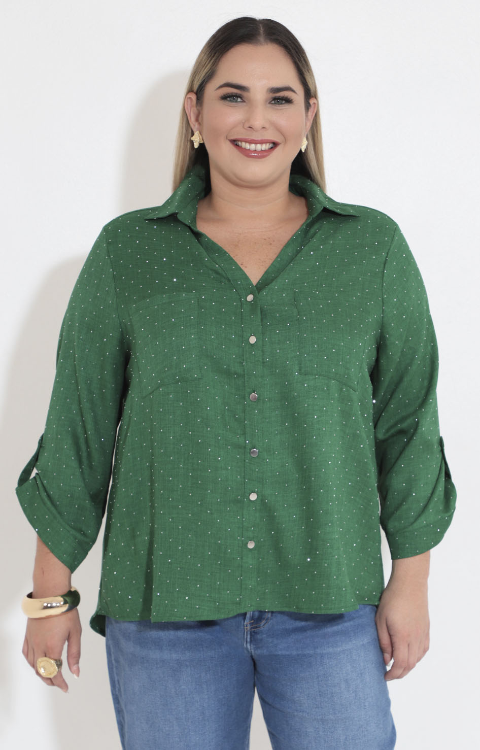 Camisera verde con brillos - BLUSA Boutiquemirel 