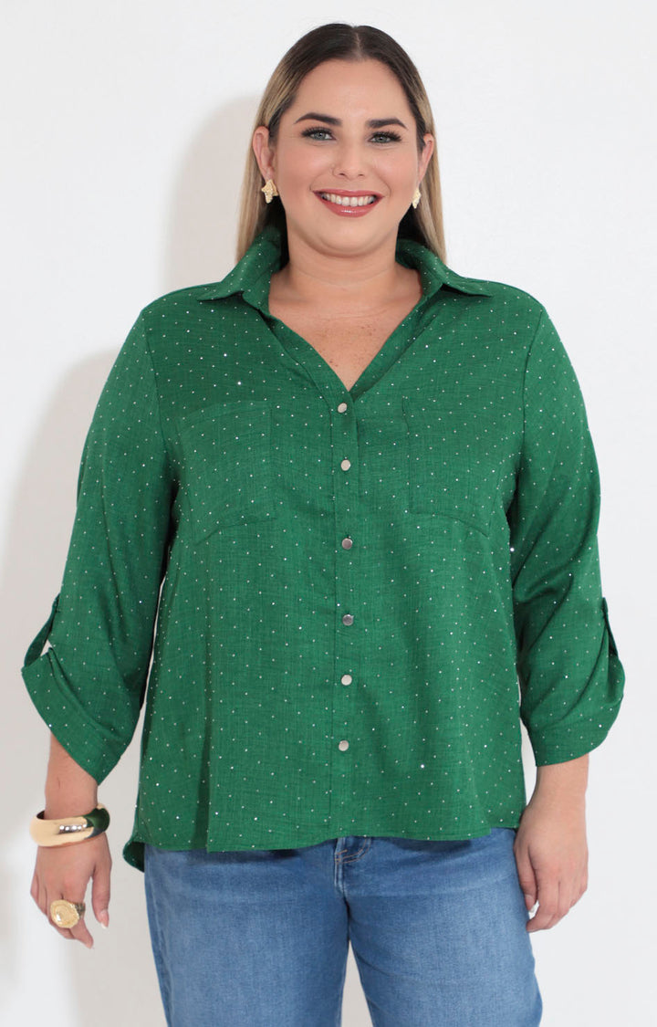Camisera verde con brillos - BLUSA Boutiquemirel 