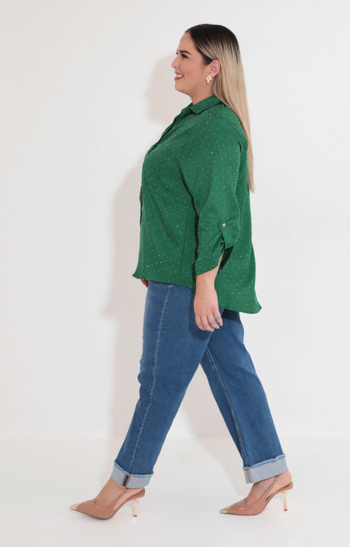 Camisera verde con brillos - BLUSA Boutiquemirel 