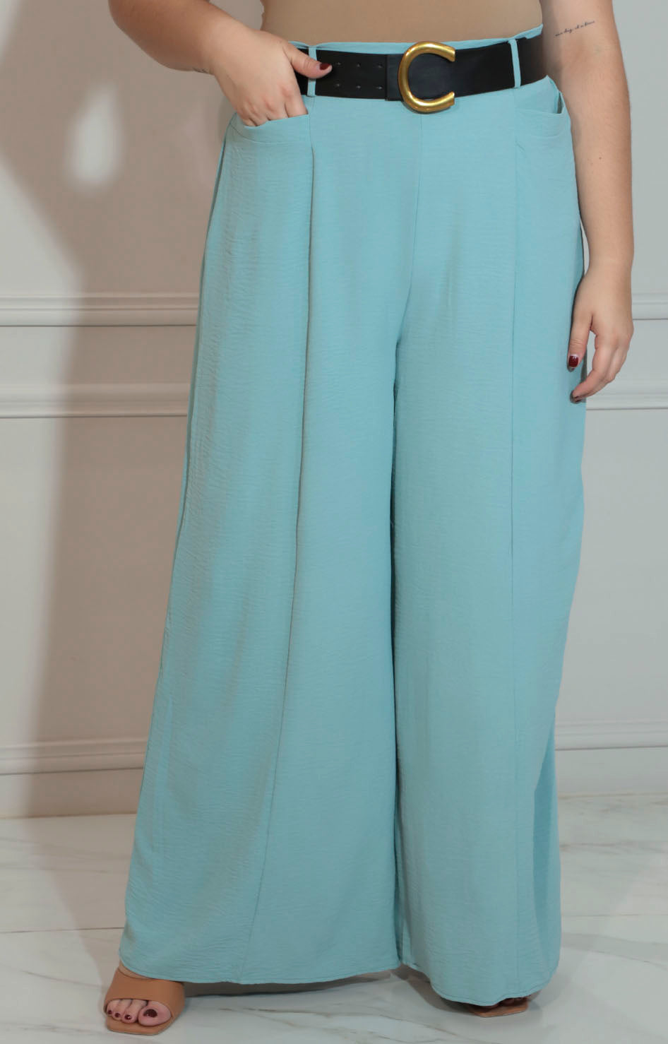 Pantalón verde con cinturón - PANTALON XL Boutiquemirel 