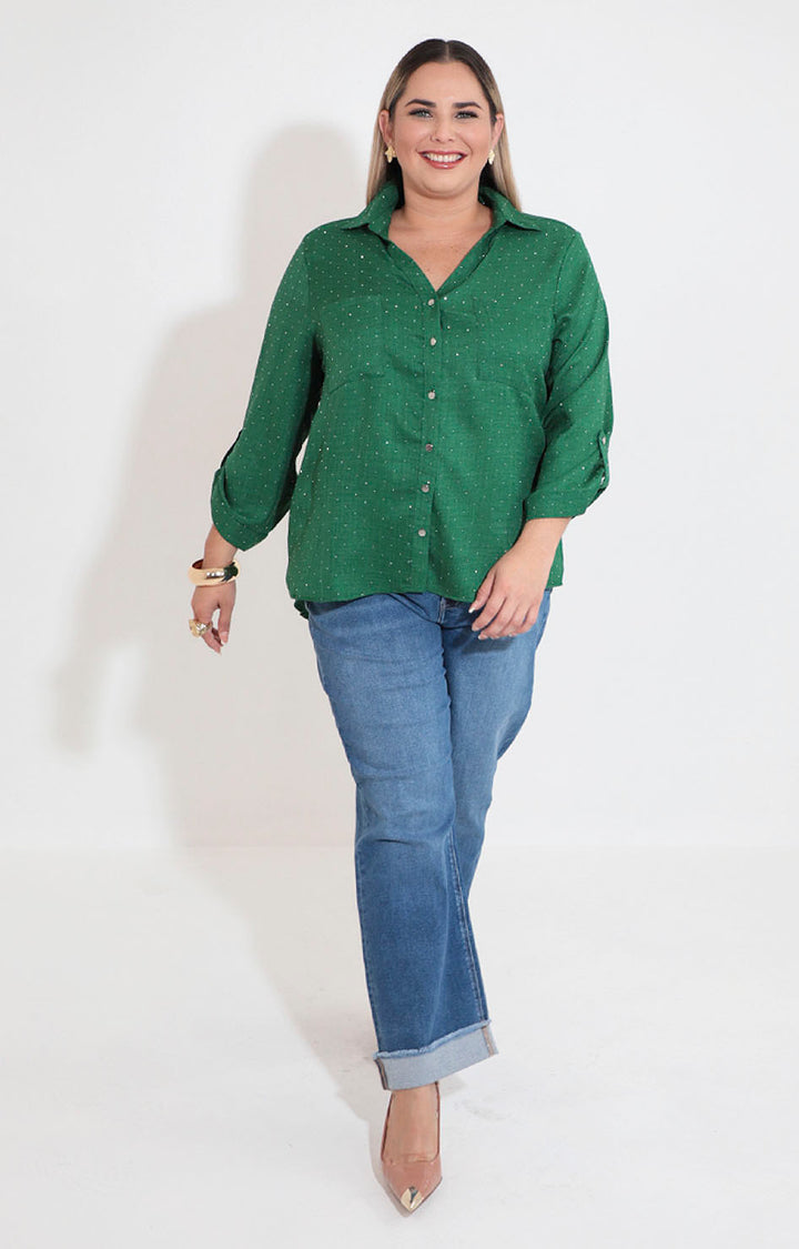 Camisera verde con brillos - BLUSA Boutiquemirel 