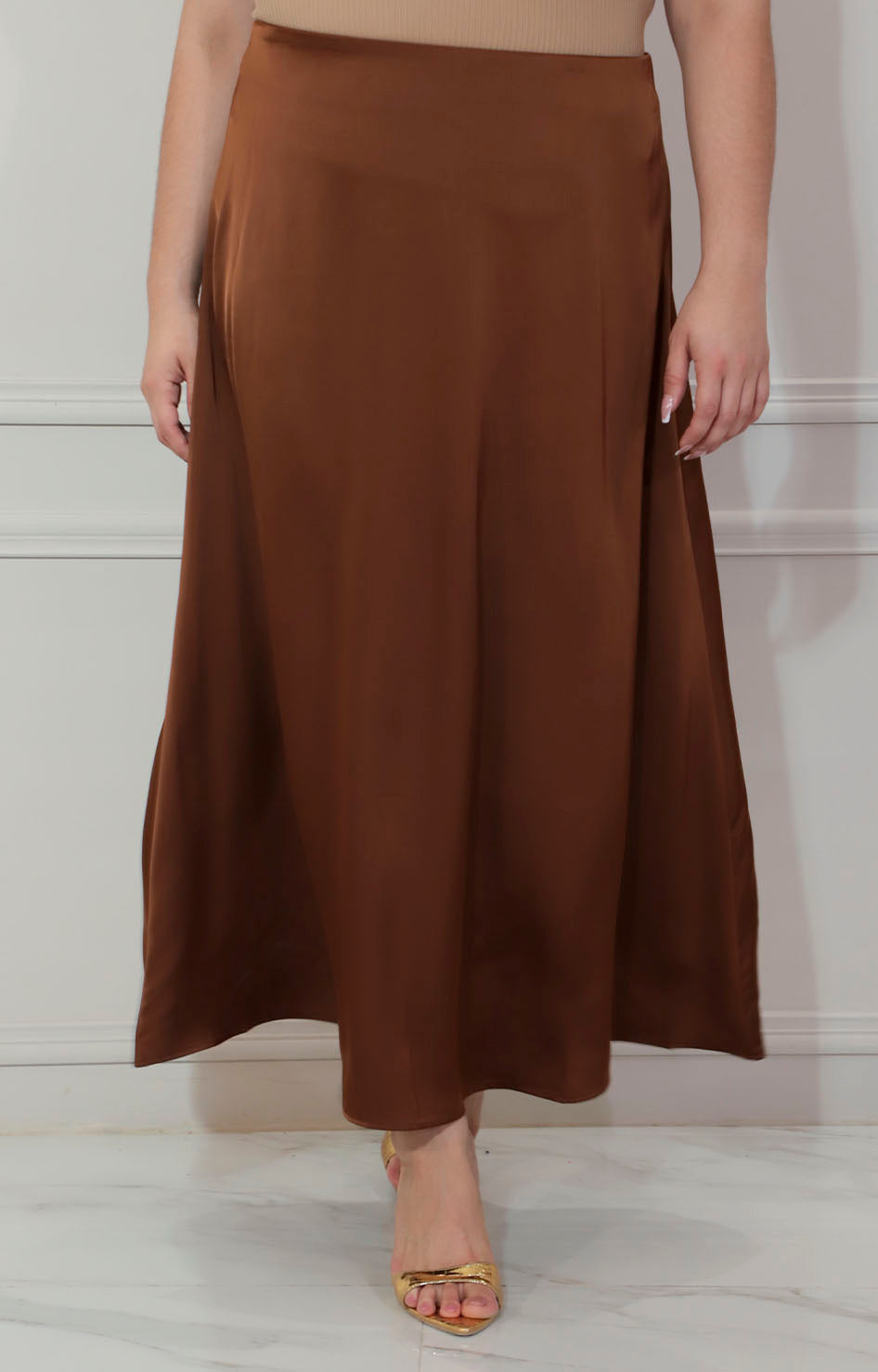 Falda satín cafe - FALDA XL Boutiquemirel 