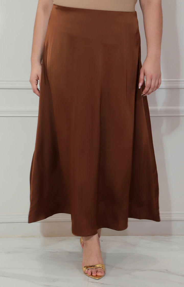 Falda satín cafe - FALDA XL Boutiquemirel 