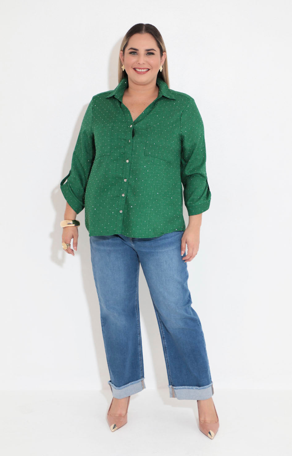 Camisera verde con brillos - BLUSA Boutiquemirel 