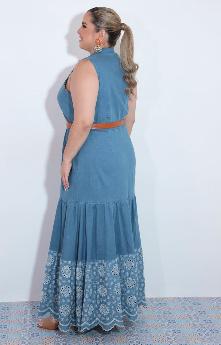 Vestido de mezclilla con botones y cinturon - VESTIDO Boutiquemirel 