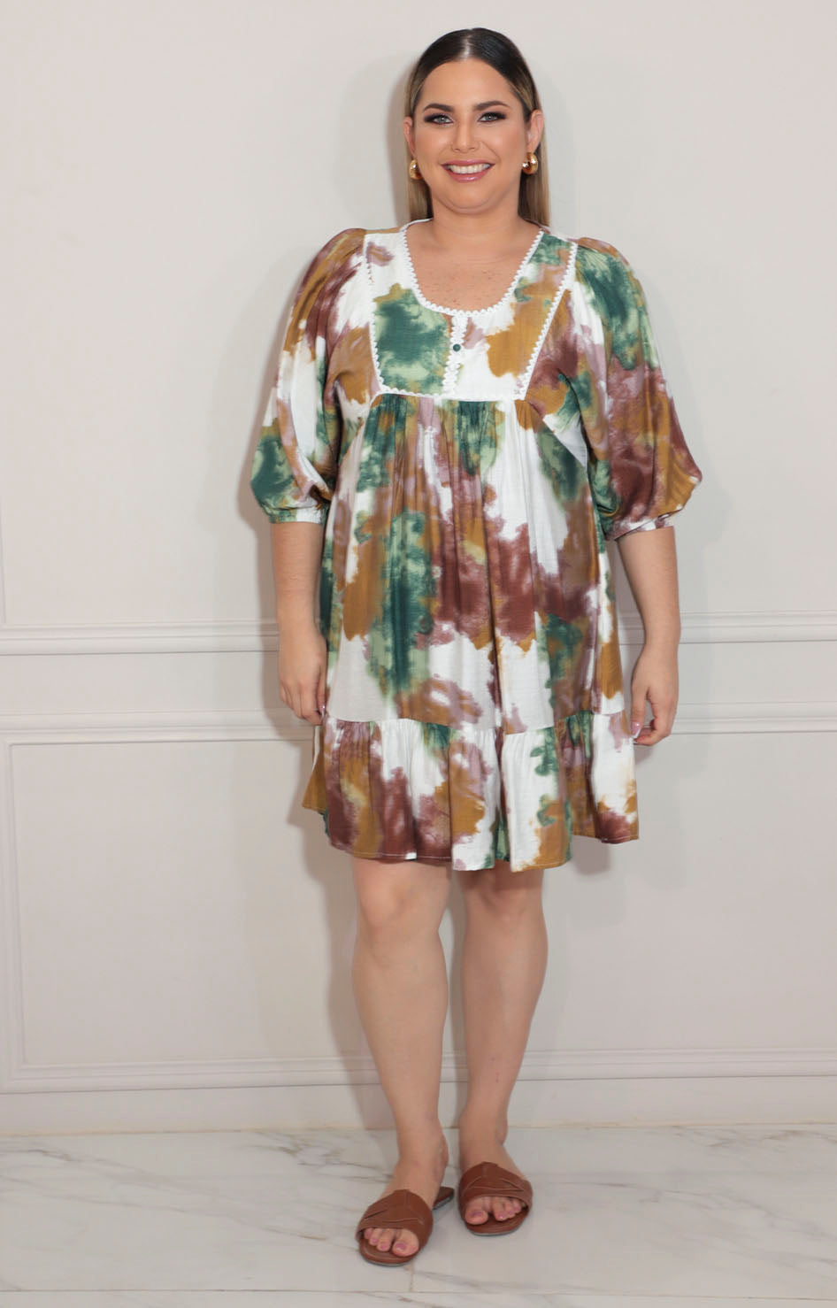 Vestido café tie-dye - VESTIDO XL Boutiquemirel 