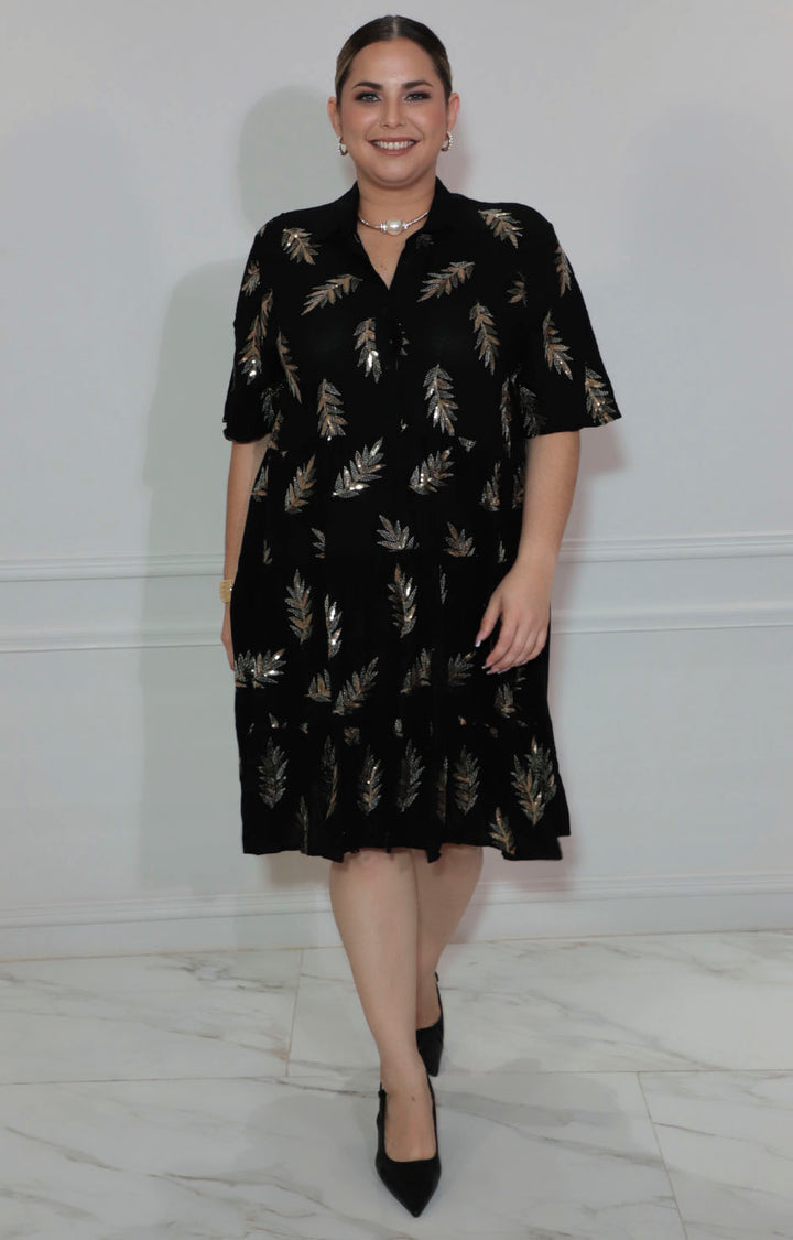 Vestido negro con bordado - VESTIDO XL Boutiquemirel 