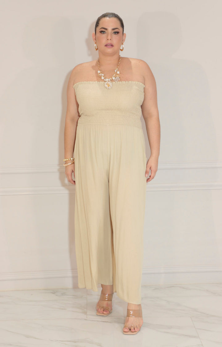 Palazzo beige straple con elástico superior - PALAZZO Boutiquemirel 