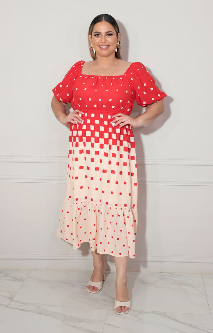 Vestido rojo estampado - VESTIDO XL Boutiquemirel 