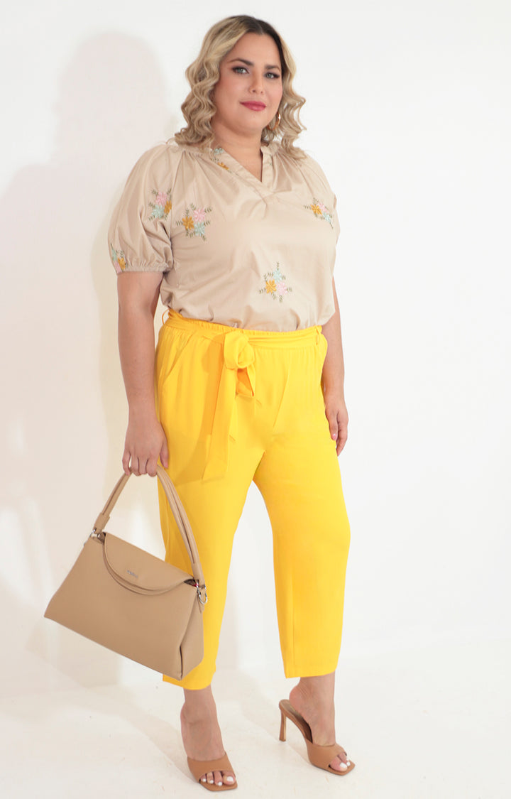 Pantalon amarillo con lazo - PANTALON Boutiquemirel 