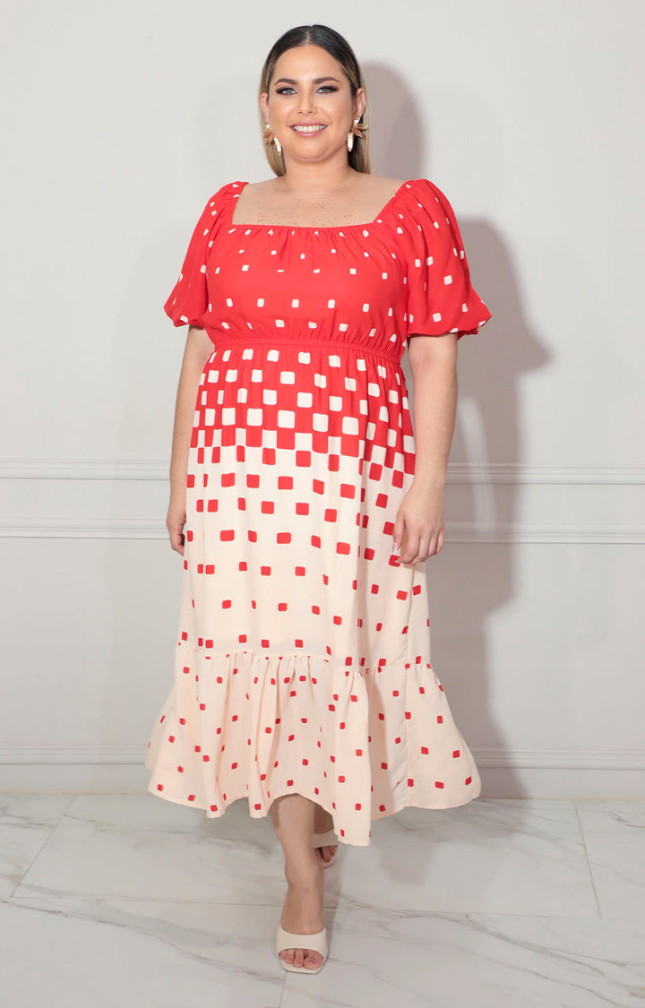 Vestido rojo estampado - VESTIDO XL Boutiquemirel 