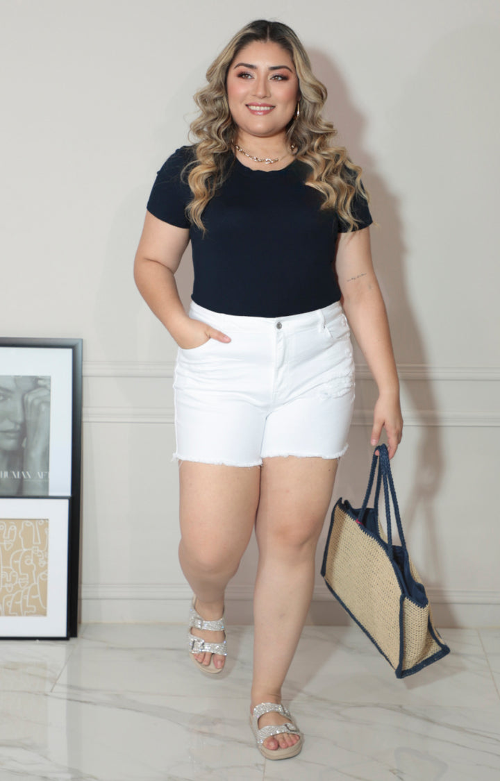 Short blanco con bolsas y rasgaduras - SHORT Boutiquemirel 