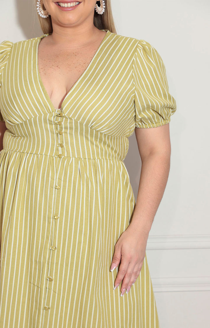 Vestido verde con líneas - VESTIDO XL Boutiquemirel 