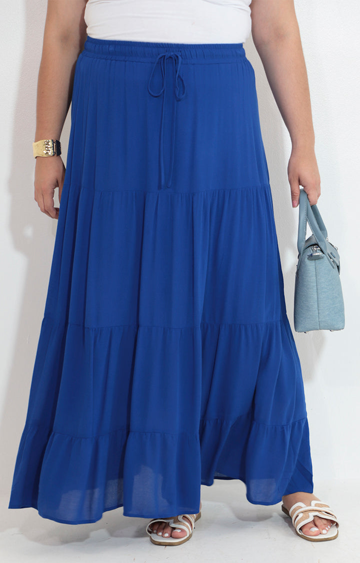 Falda azul amplia con elastico y lazo - FALDA Boutiquemirel 
