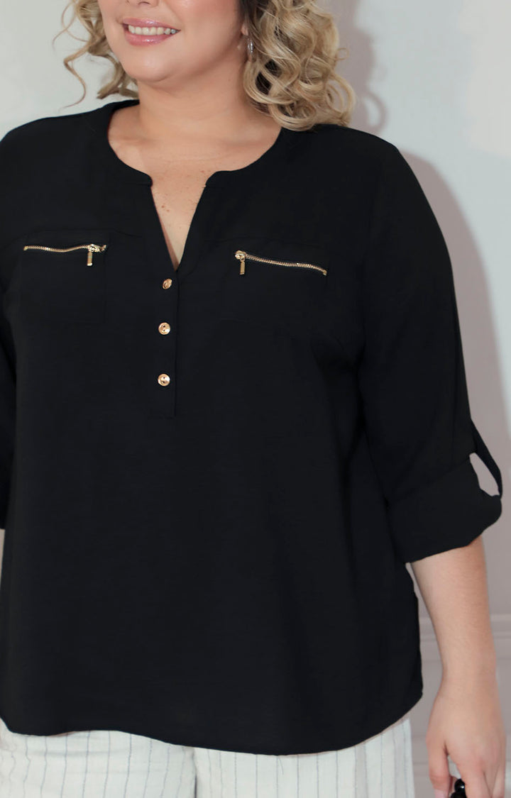 Blusa negra manga larga - BLUSA Boutiquemirel 