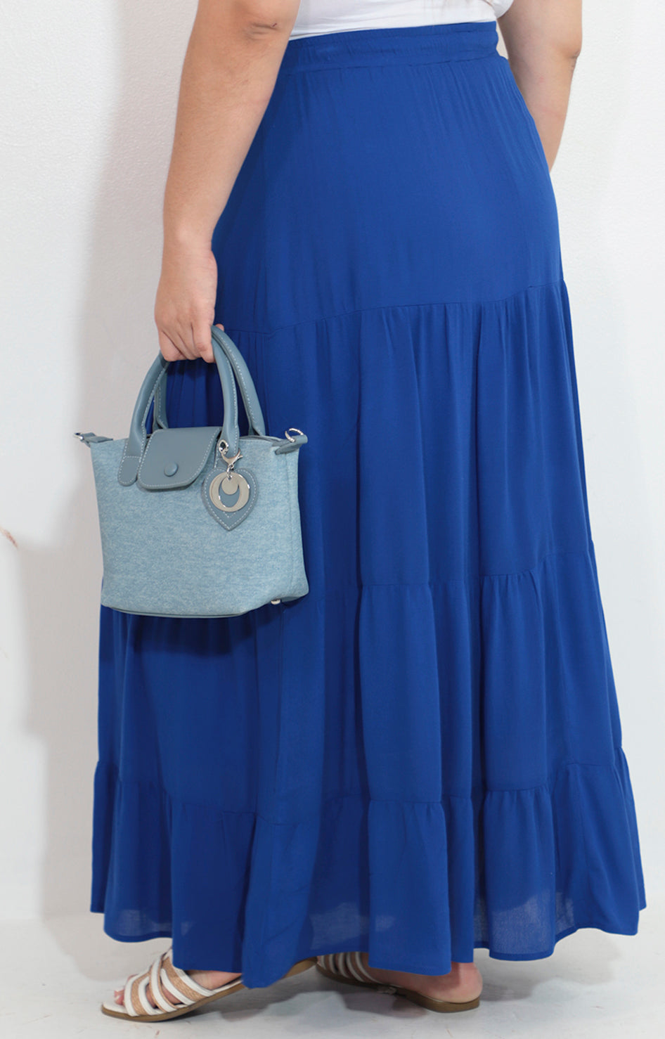 Falda azul amplia con elastico y lazo - FALDA Boutiquemirel 