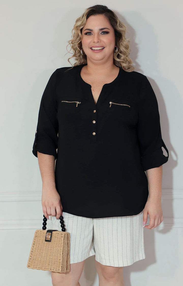 Blusa negra manga larga - BLUSA Boutiquemirel 