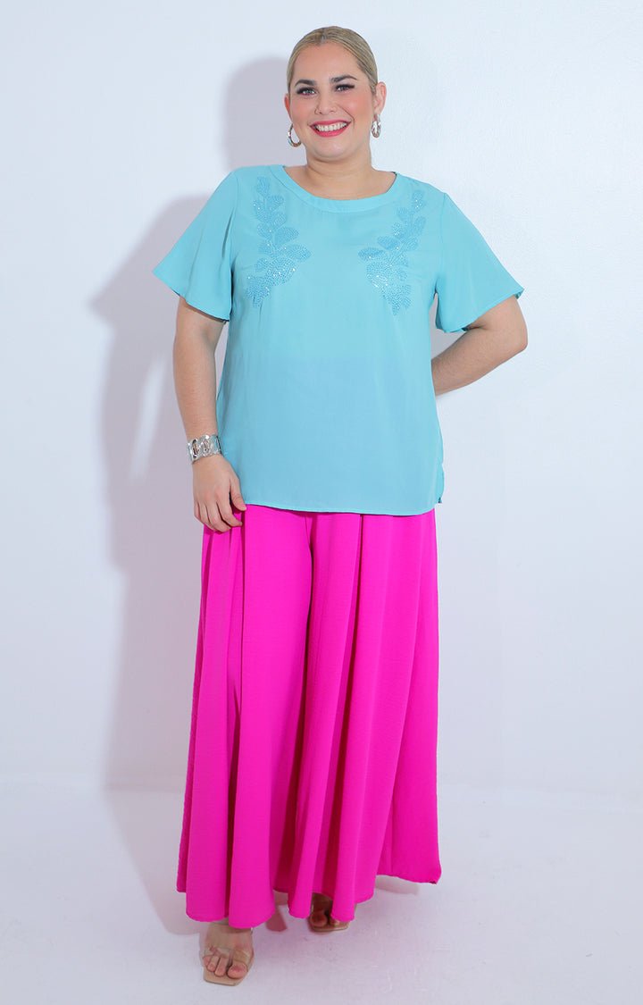 Blusa azul claro con brillos - BLUSA Boutiquemirel 