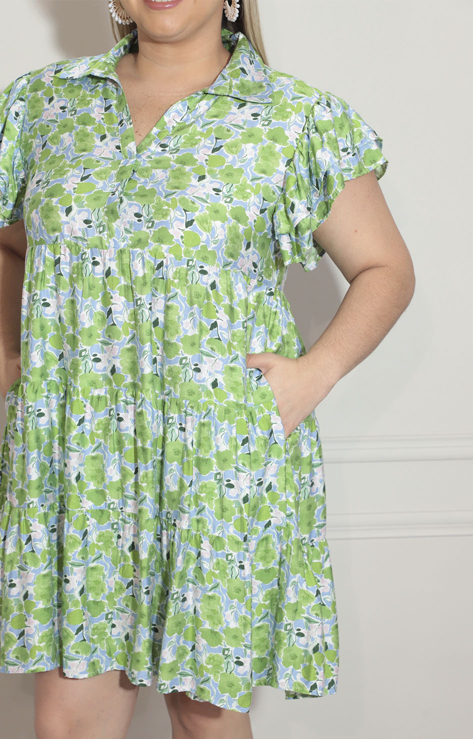 Vestido verde con flores - VESTIDO XL Boutiquemirel 