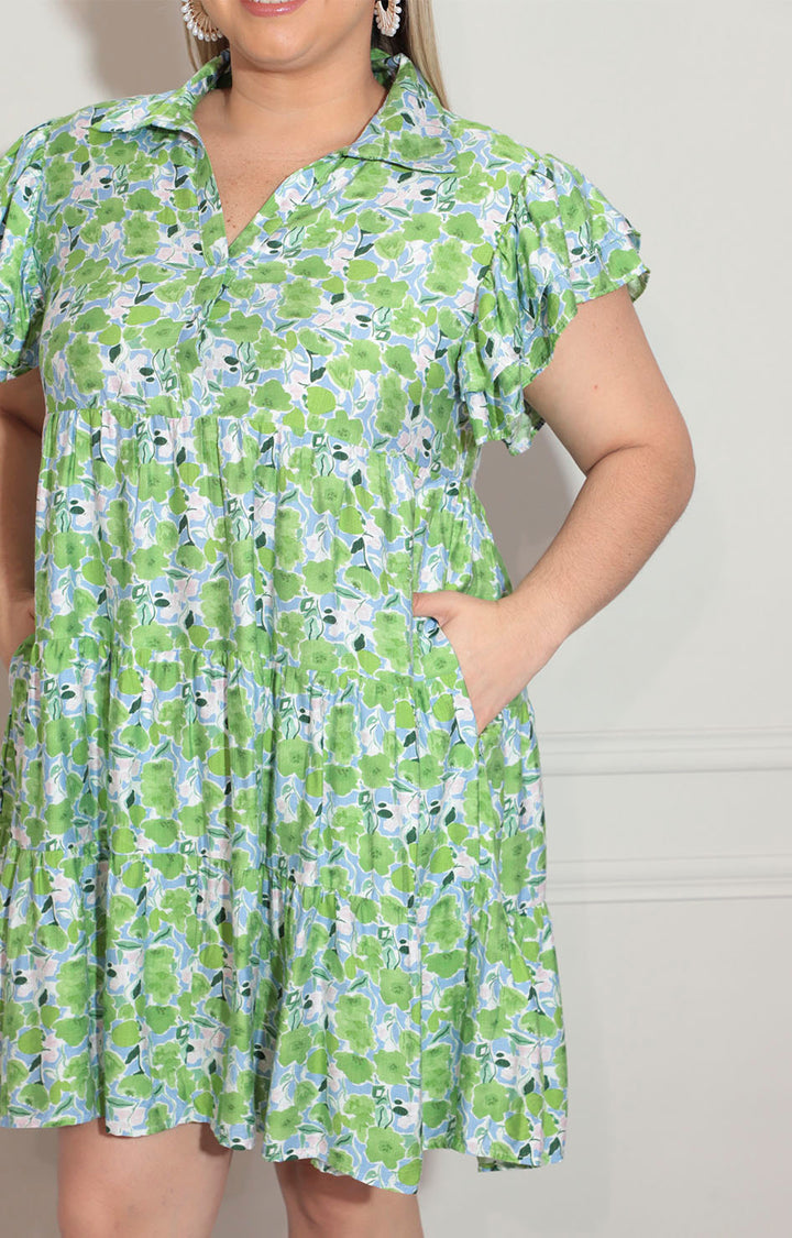 Vestido verde con flores - VESTIDO XL Boutiquemirel 