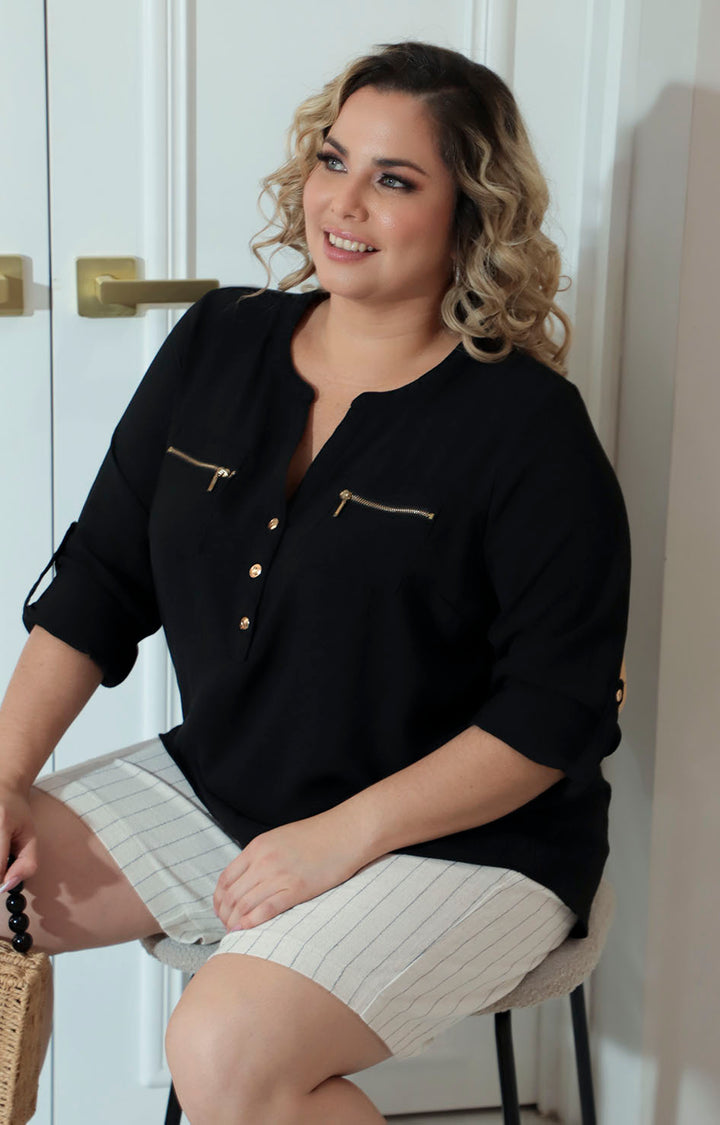 Blusa negra manga larga - BLUSA Boutiquemirel 