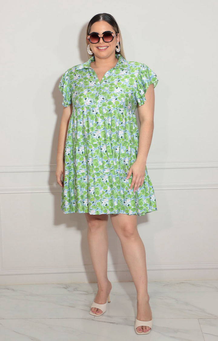 Vestido verde con flores - VESTIDO XL Boutiquemirel 