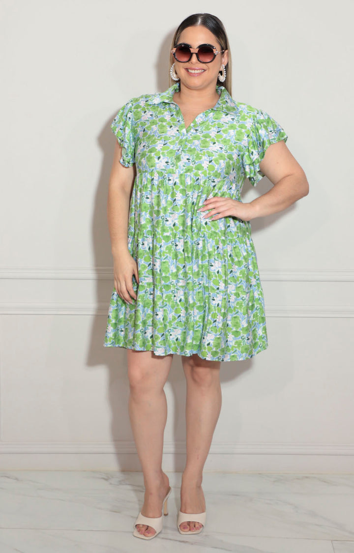 Vestido verde con flores - VESTIDO XL Boutiquemirel 