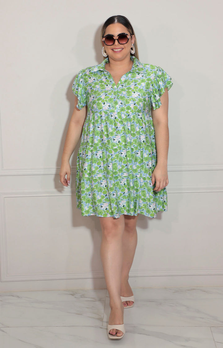 Vestido verde con flores - VESTIDO XL Boutiquemirel 