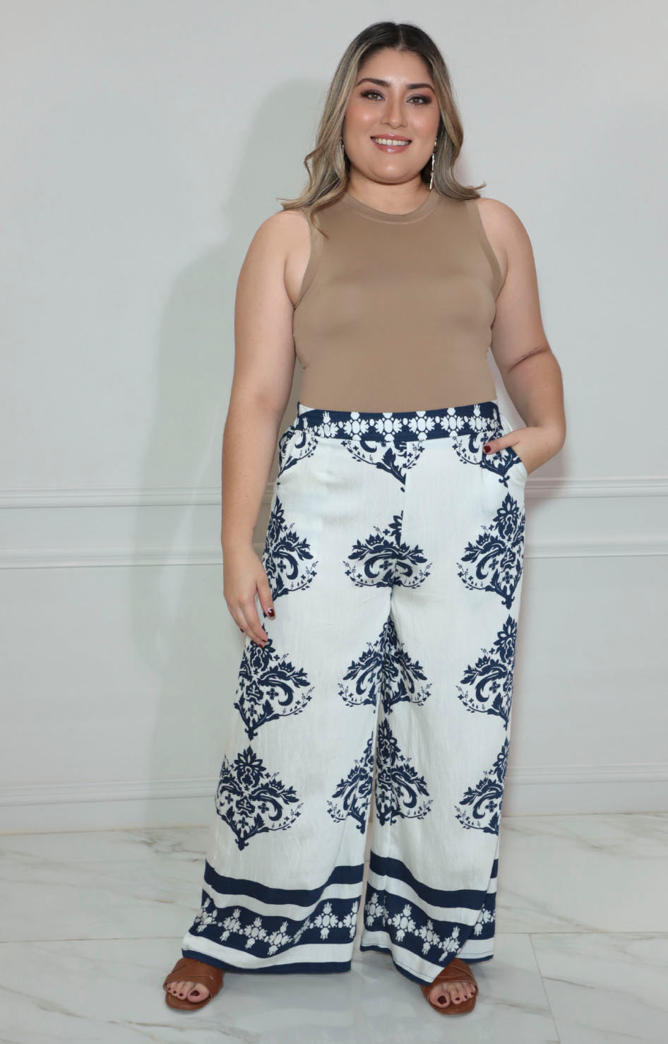 Pantalón blanco estampado - PANTALON XL Boutiquemirel 