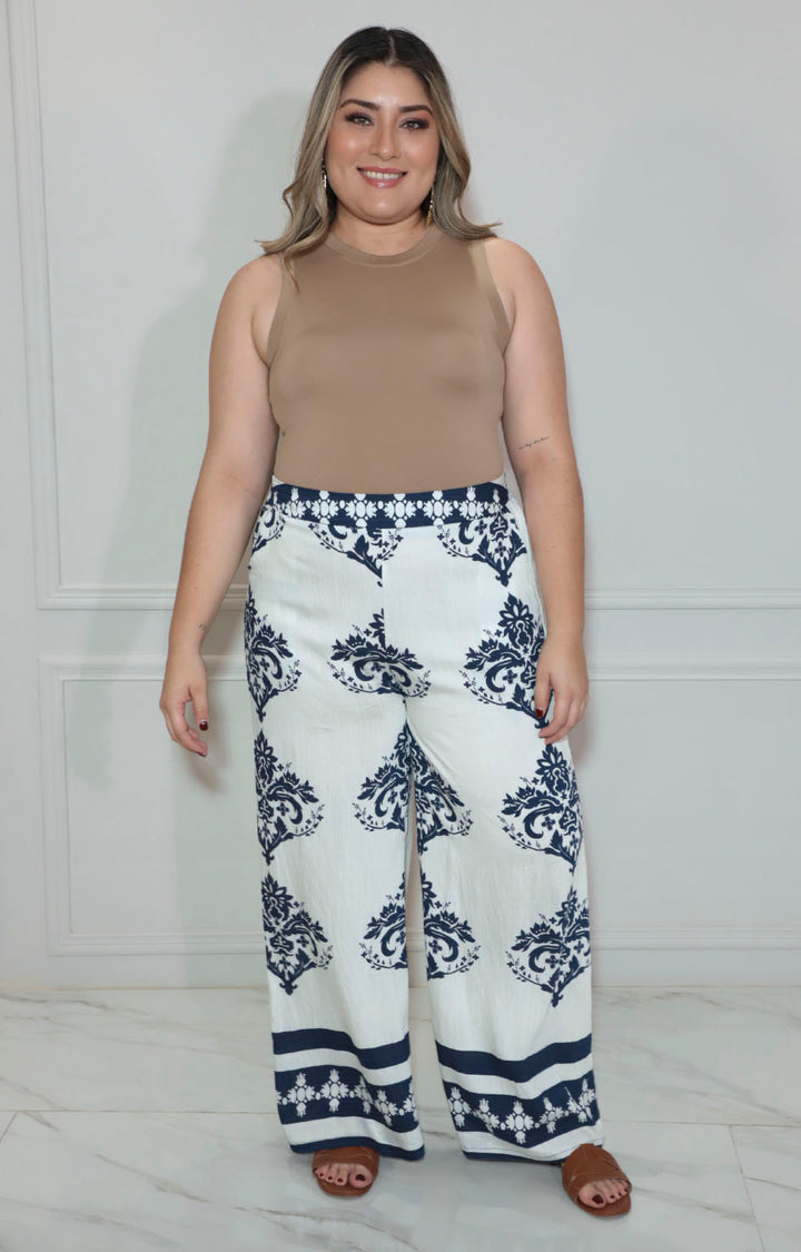 Pantalón blanco estampado - PANTALON XL Boutiquemirel 
