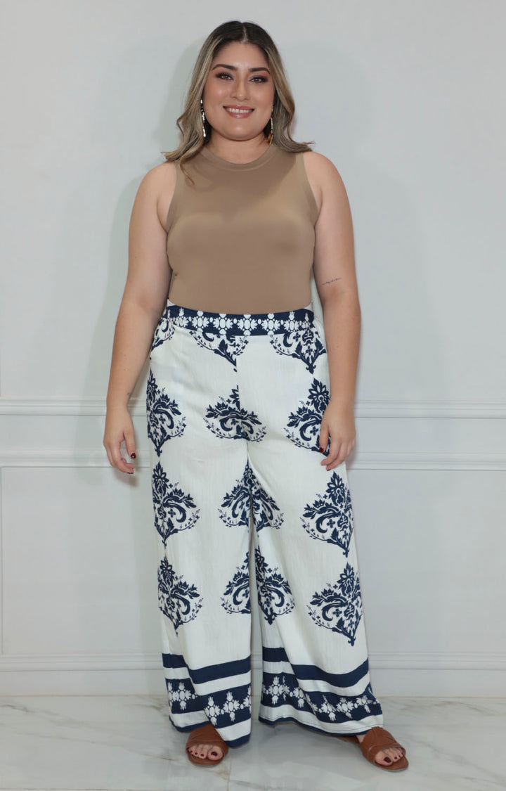 Pantalón blanco estampado - PANTALON XL Boutiquemirel 