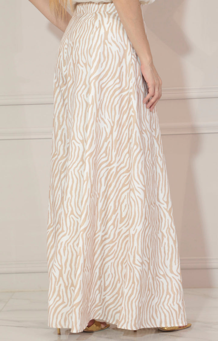 Pantalón beige estampado en blanco - PANTALON Boutiquemirel 