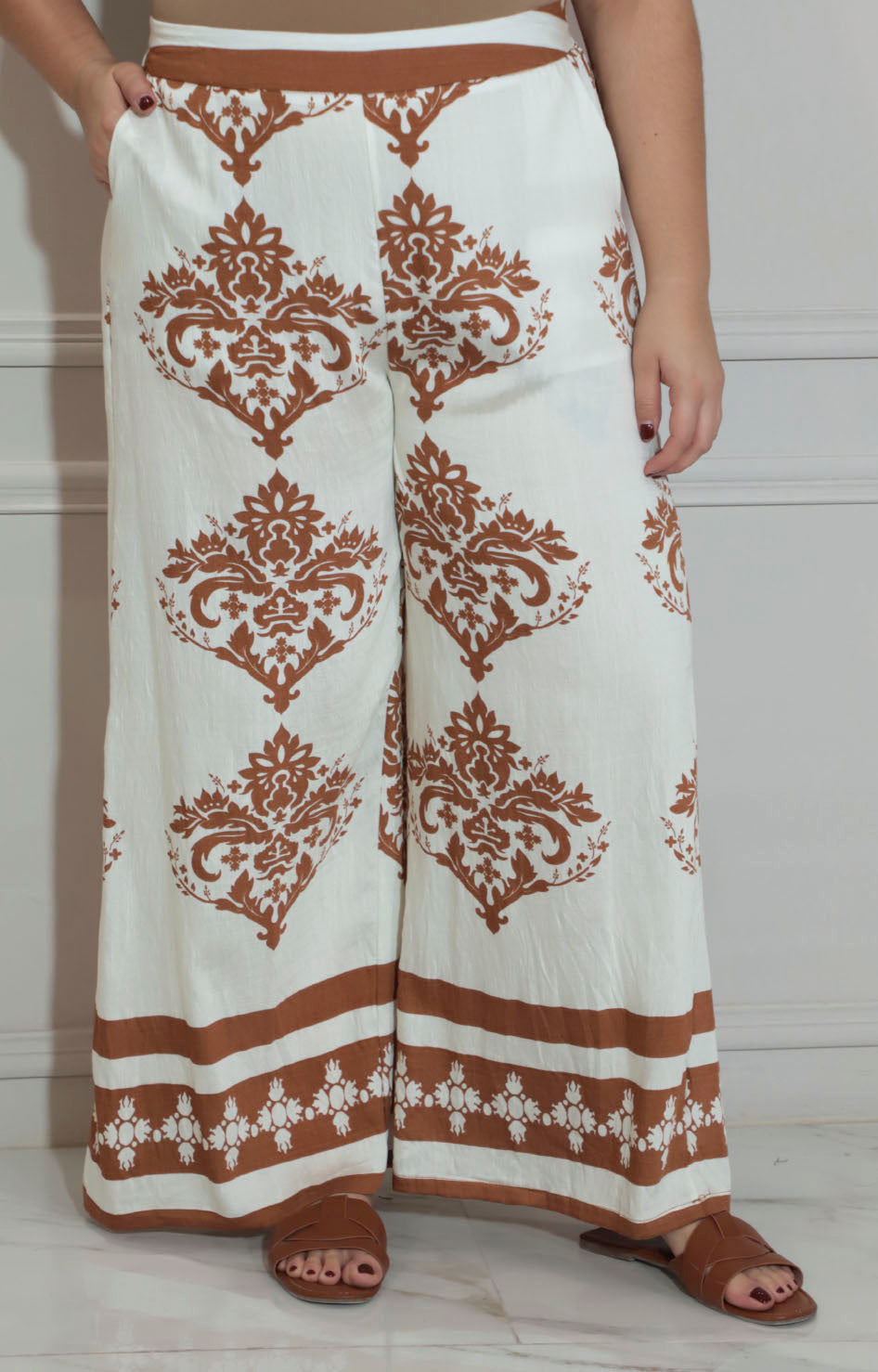Pantalón beige estampado - PANTALON XL Boutiquemirel 