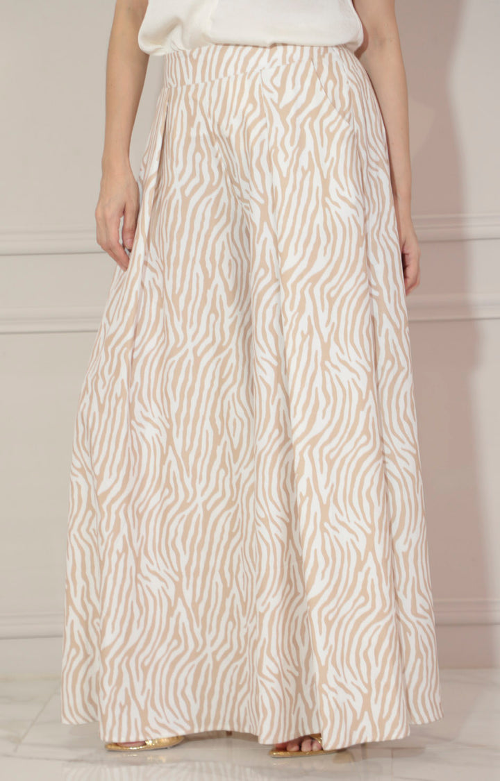 Pantalón beige estampado en blanco - PANTALON Boutiquemirel 