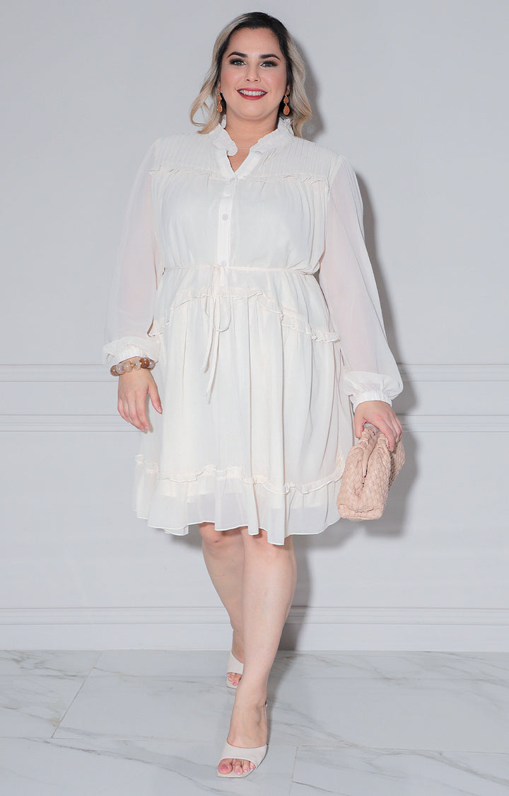 Vestido beige con manga larga - VESTIDO XL Boutiquemirel 