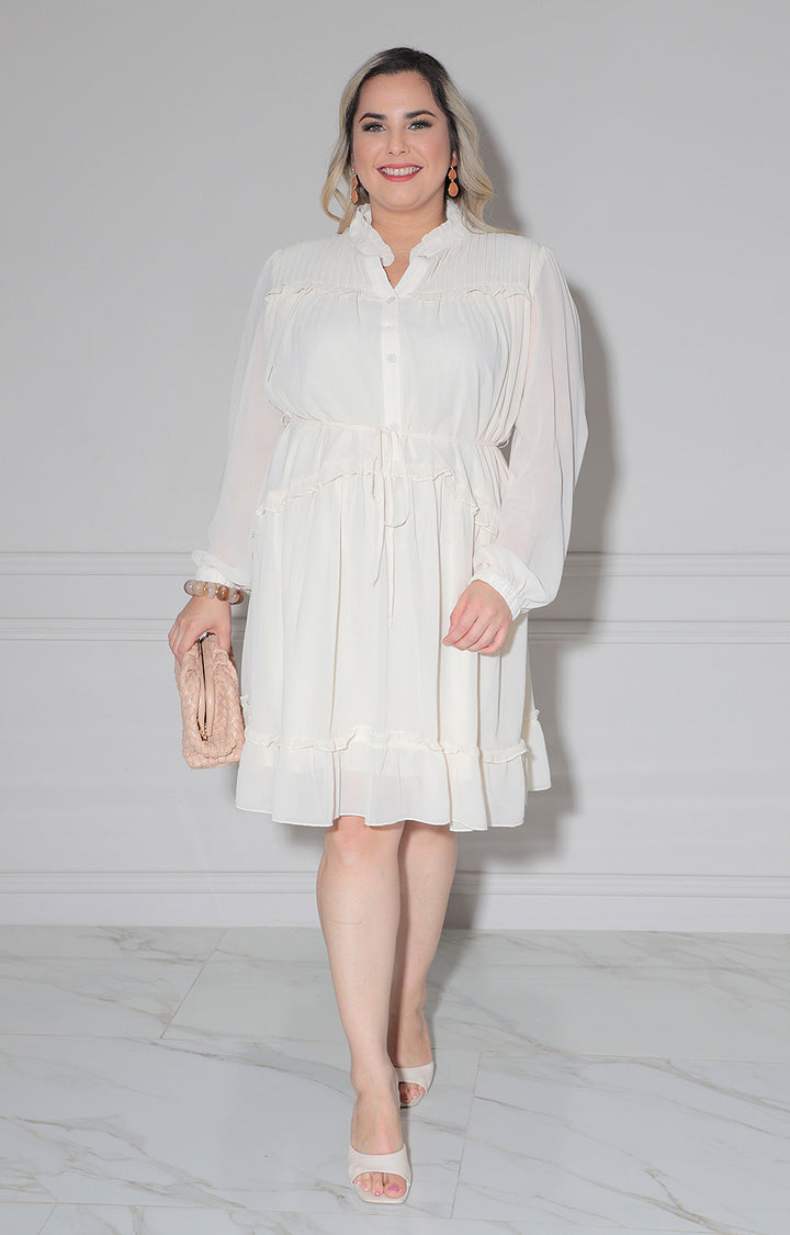 Vestido beige con manga larga - VESTIDO XL Boutiquemirel 